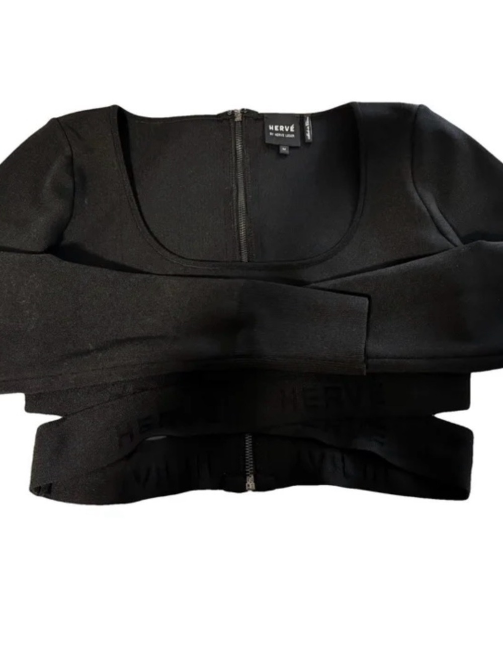 HERVE Leger Scoop Neck Crop Top